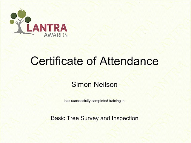 Lantra Tree Survey & Inspection Certificate