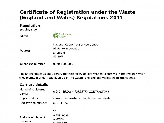 Waste Registration Certificate
